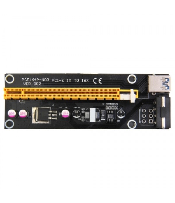 PCI-E Express 1X to 16X Riser Card Adapter + USB 3.0 Extender Cable + SATA Cable